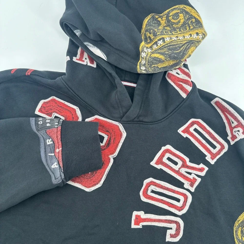Jordan Hoodie Mens XL Black Brooklyn Fleece 23 Bulls Rings Graphic Pullover